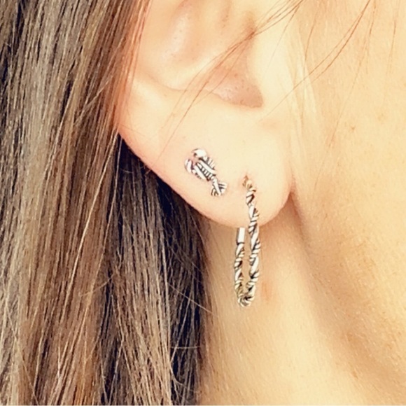 Sterling Silver Lobsters Simple Stud Earrings - Picture 3 of 7